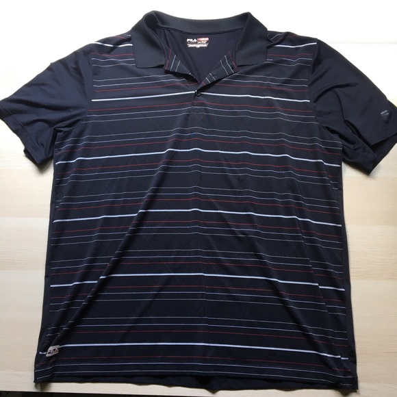 Men’s FILA sport golf shirt, Black with red and white stripes, size XXL, polo - Picture 1 of 7